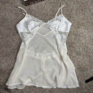 Pristine Vintage Victoria's Secret 100% Silk Slip Dress Y2K 2002 Ivory Lace M